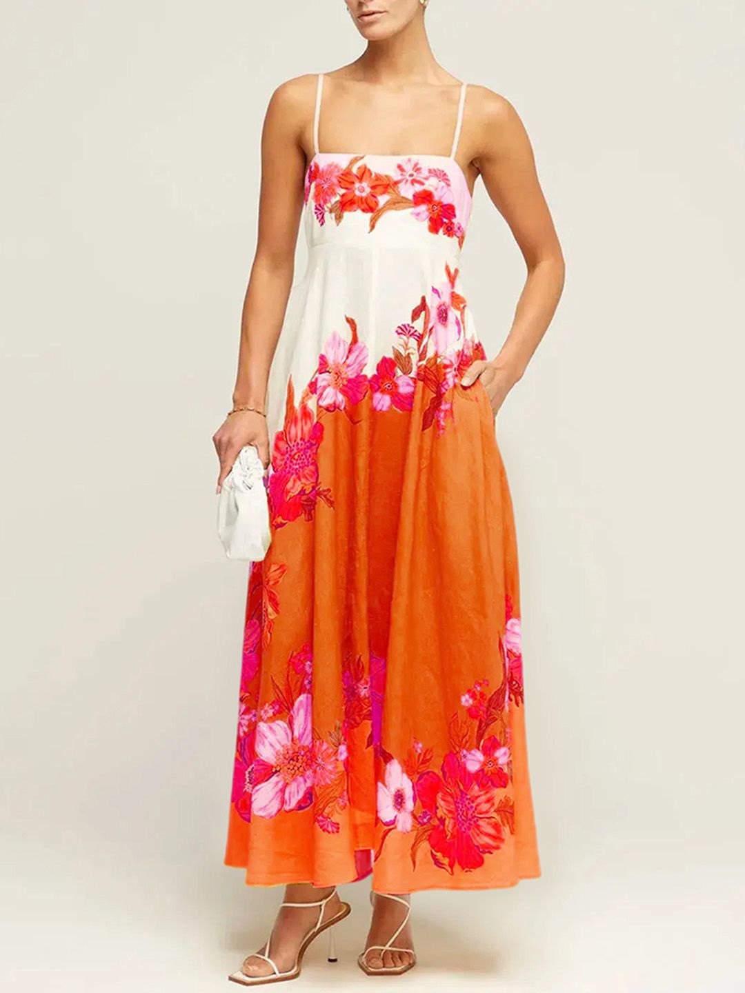 

JC Mode Floral Print Maxi Dress, Red