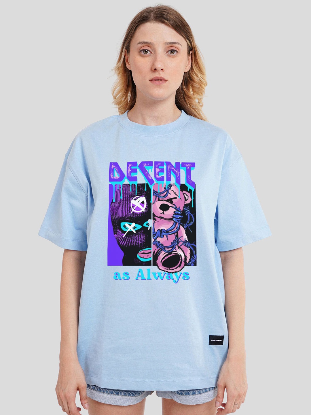 

Underrated Club Women Printed Bio Finish T-shirt, Blue