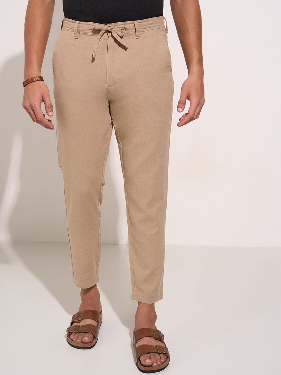 

7 Alt by Pantaloons Men Slim Fit Chinos Trousers, Khaki
