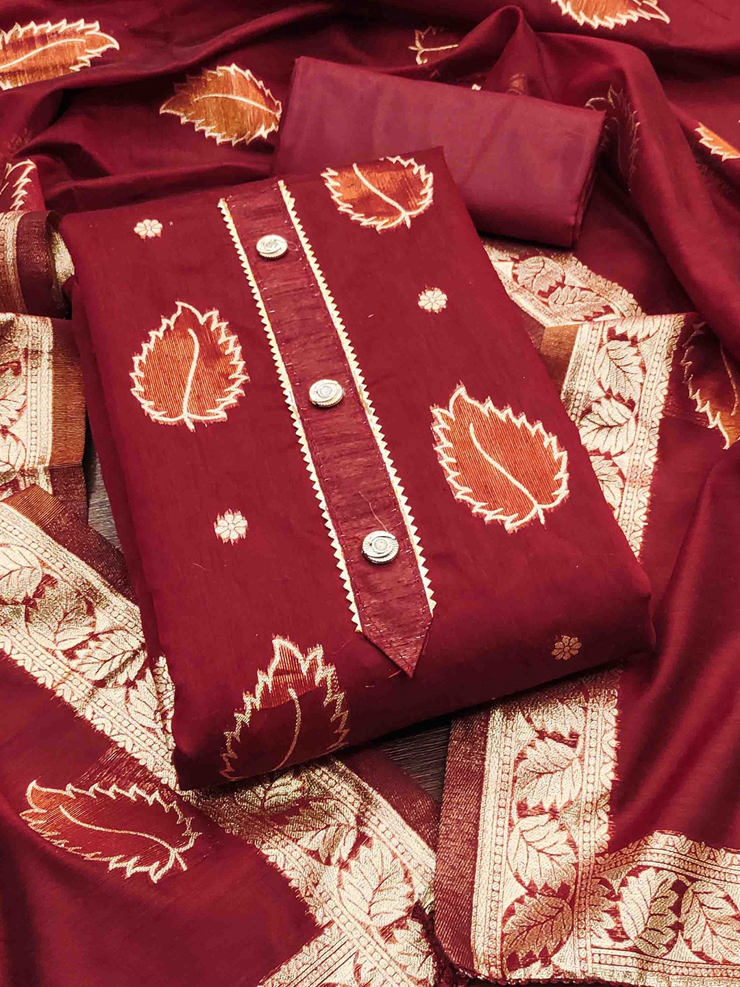 

KIMISHA Unstitched Dress Material, Maroon