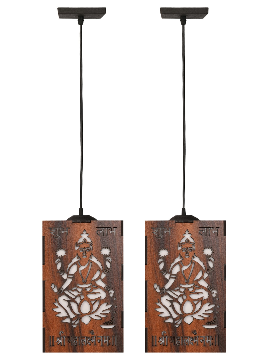 

Gojeeva Brown 2 Pieces Textured Wooden Ceiling Lamp With Adjustable Cord