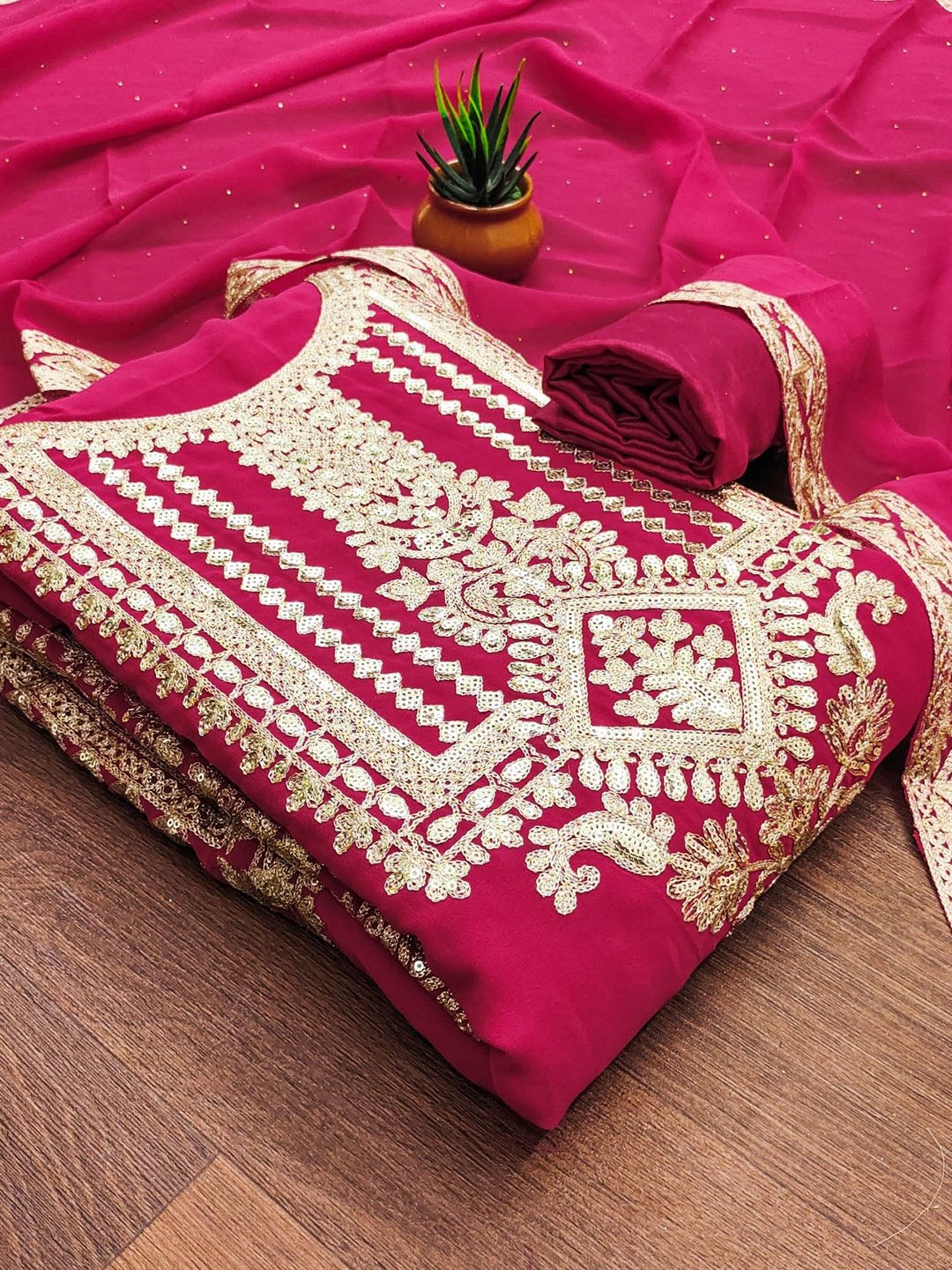 

Rangtulika Ethnics Embroidered Unstitched Dress Material, Pink