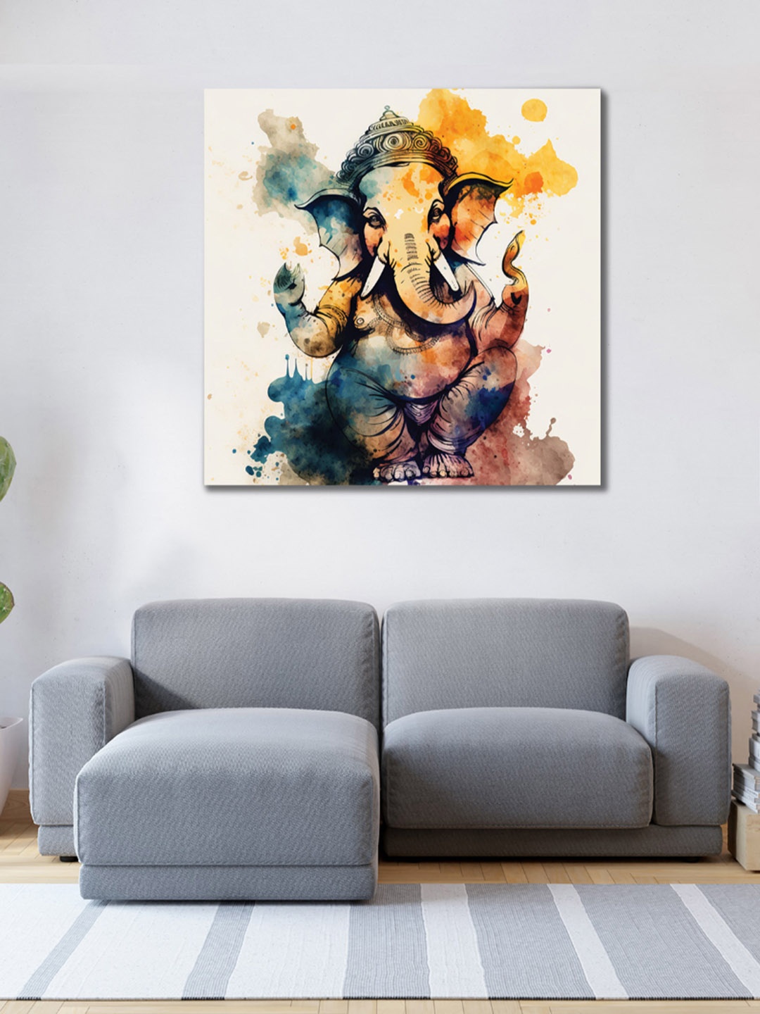

CVANU Blue & White Religious Square Canvas Wall Art Painting
