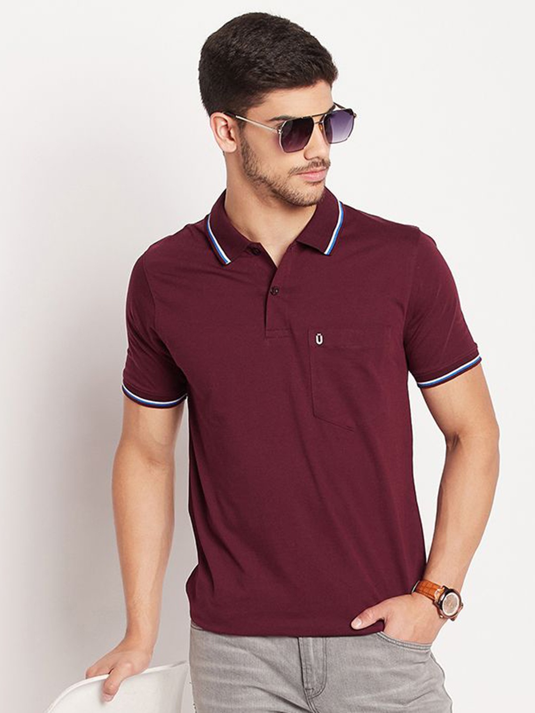 

UNIBERRY Men Polo Collar T-shirt, Maroon