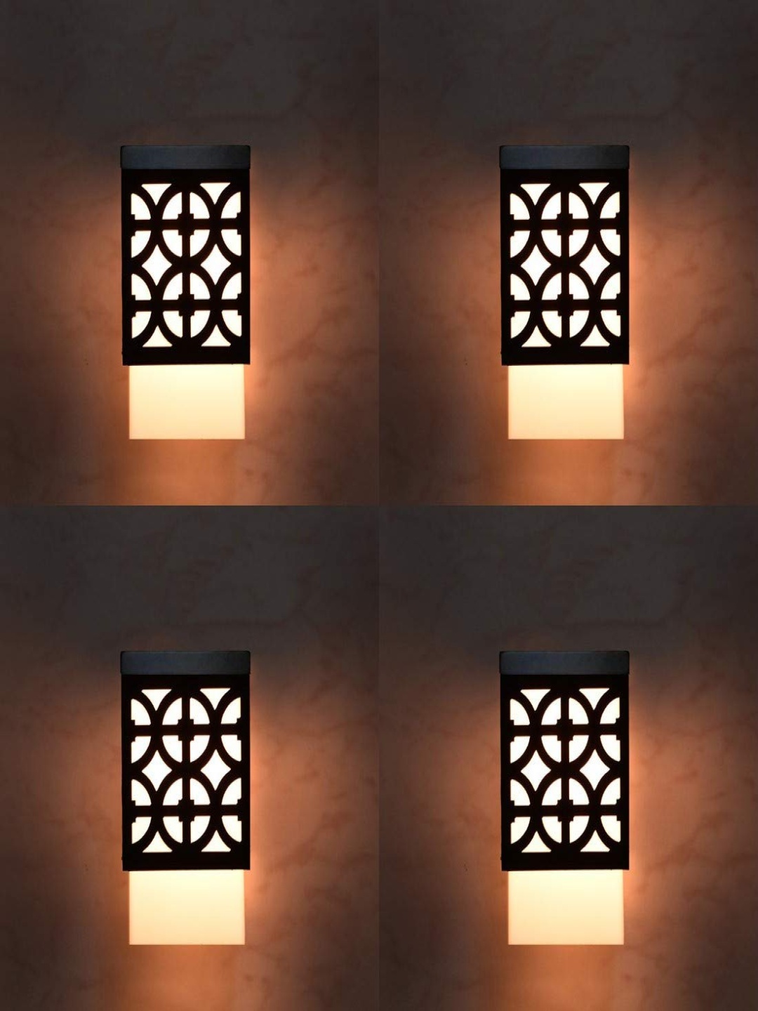 

Gojeeva Black and White 4 Pieces Wooden Textured Contemporary Square Shaped Wall Lamps