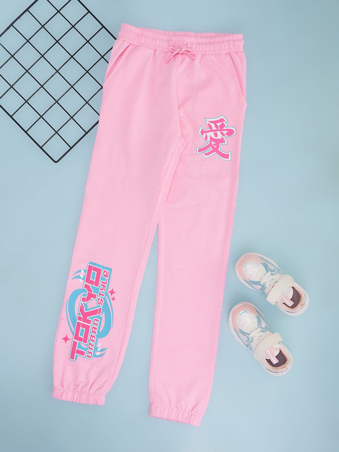 

Pantaloons Junior Girls Typography Printed Pure Cotton Joggers, Pink