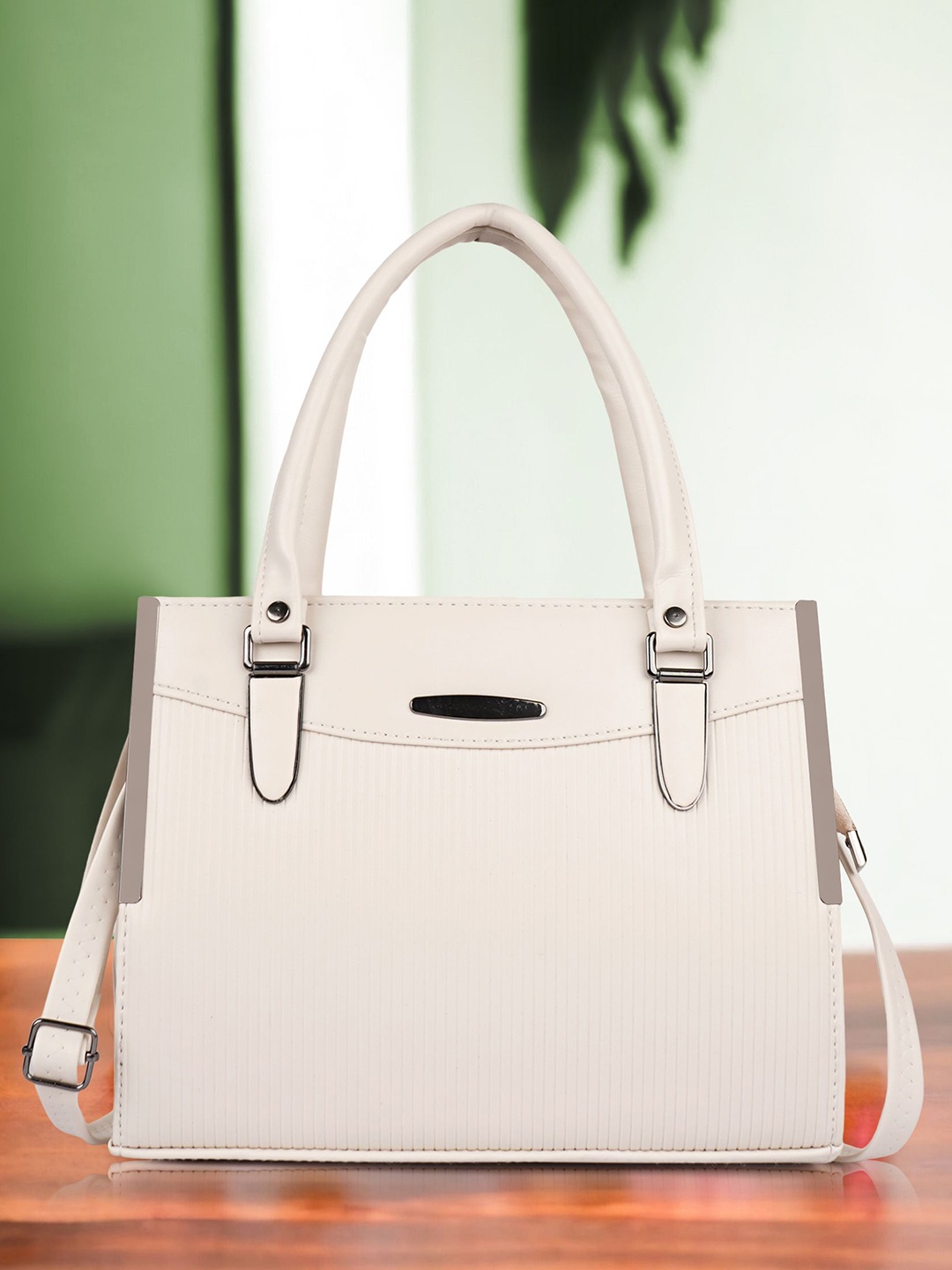 

SPOTIC Oversized Structured Satchel, Cream