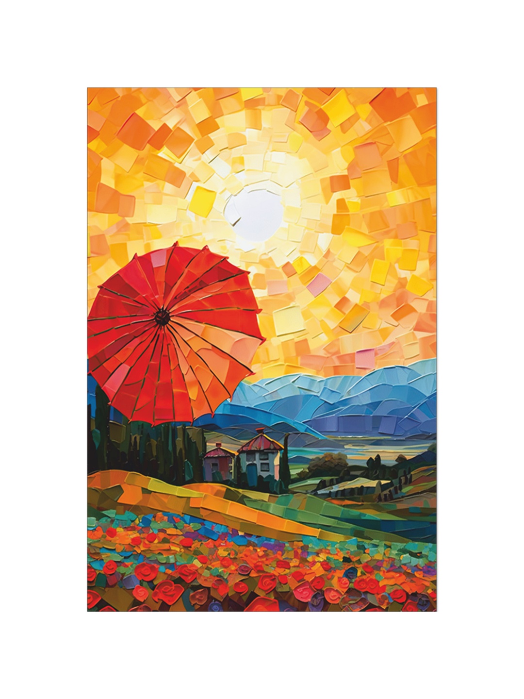 

CVANU Orange & Blue Canvas Painting Wall Art