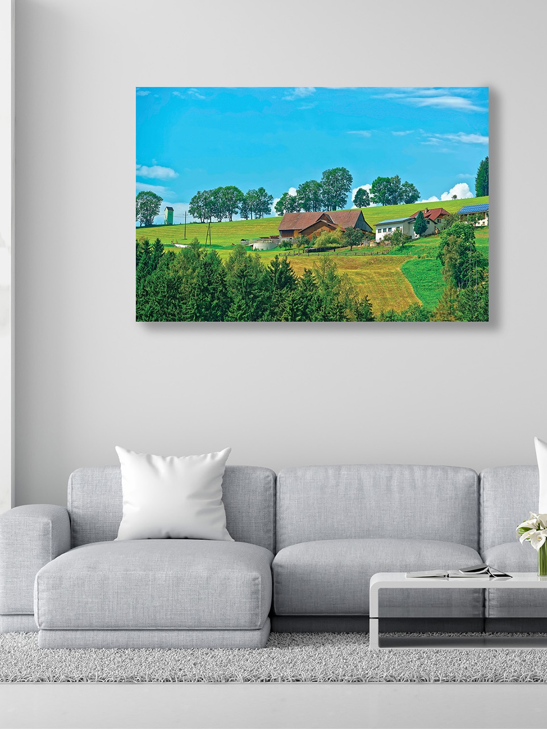 

CVANU Blue& Green Floral& Botanical Canvas Wall Paintings