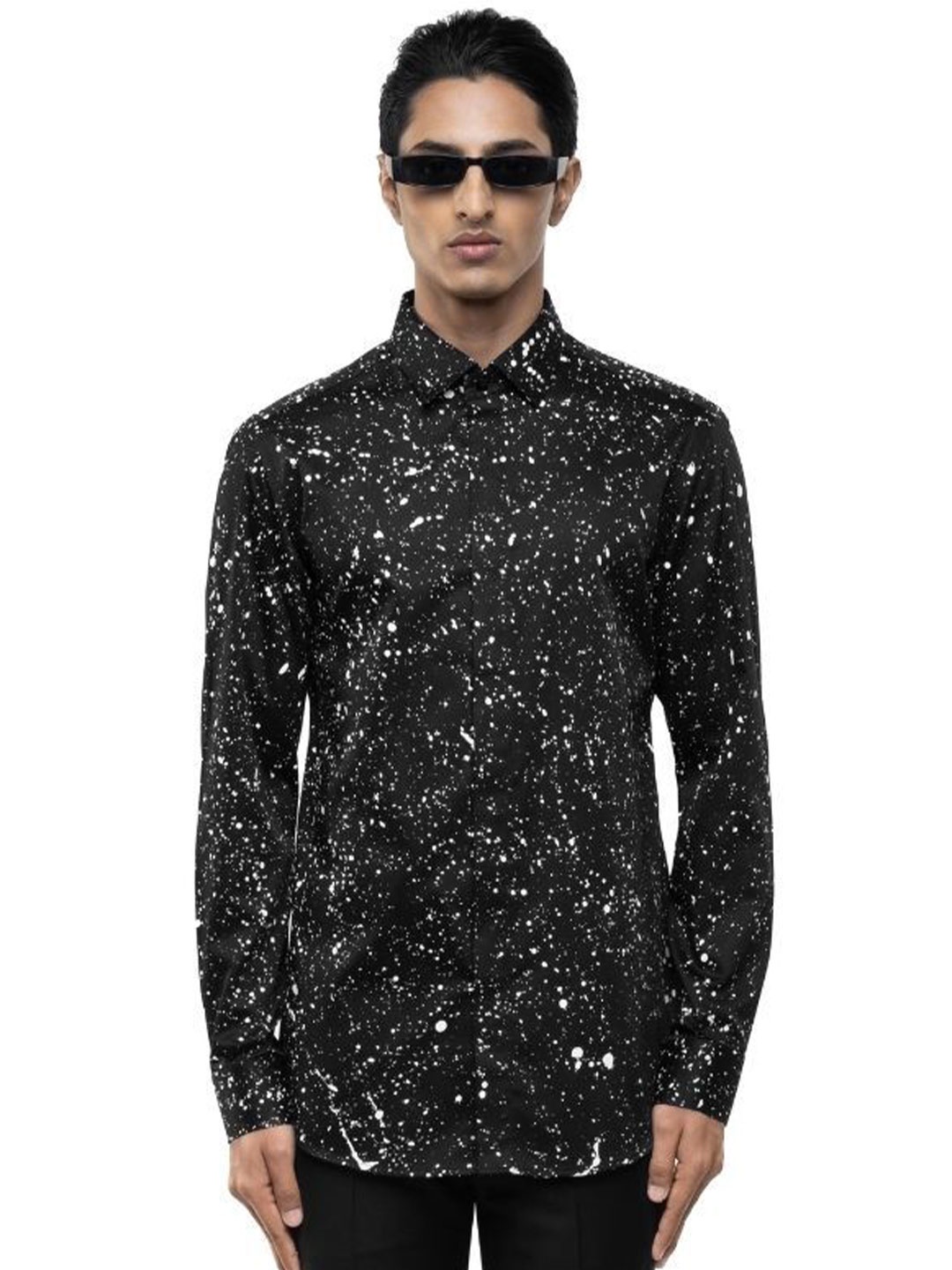 

SDS By Kushal Shah Men Smart Tailored Fit Opaque Printed Party Shirt, Black