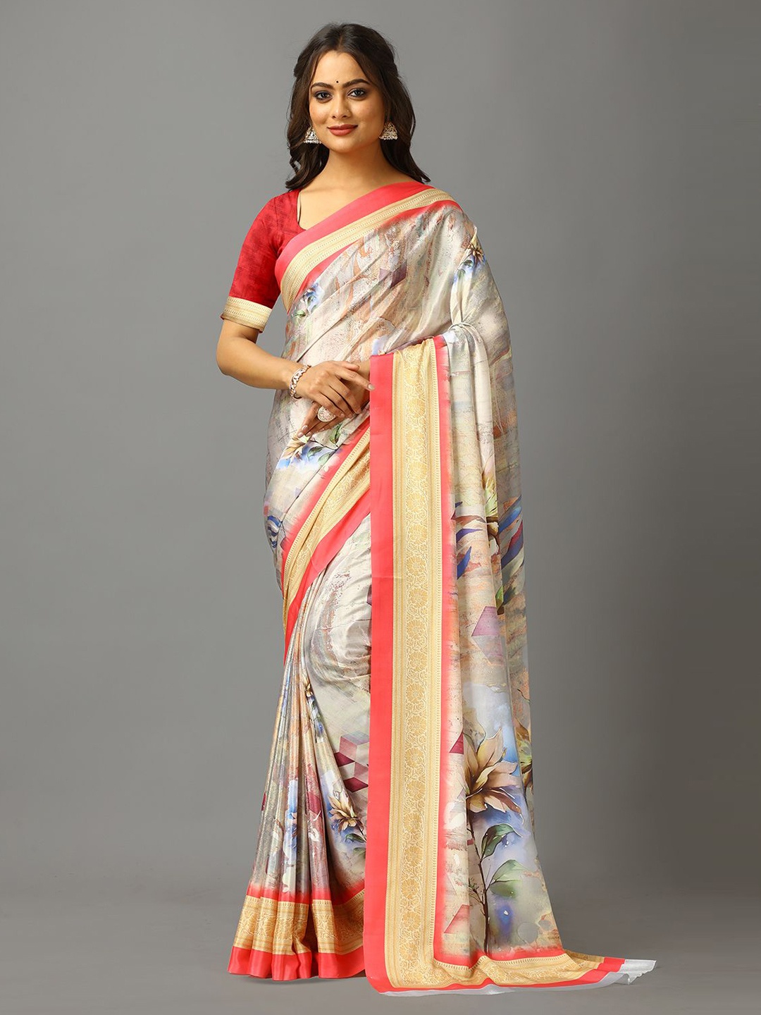 

NIRMAL CREATION Pure Crepe Saree, White