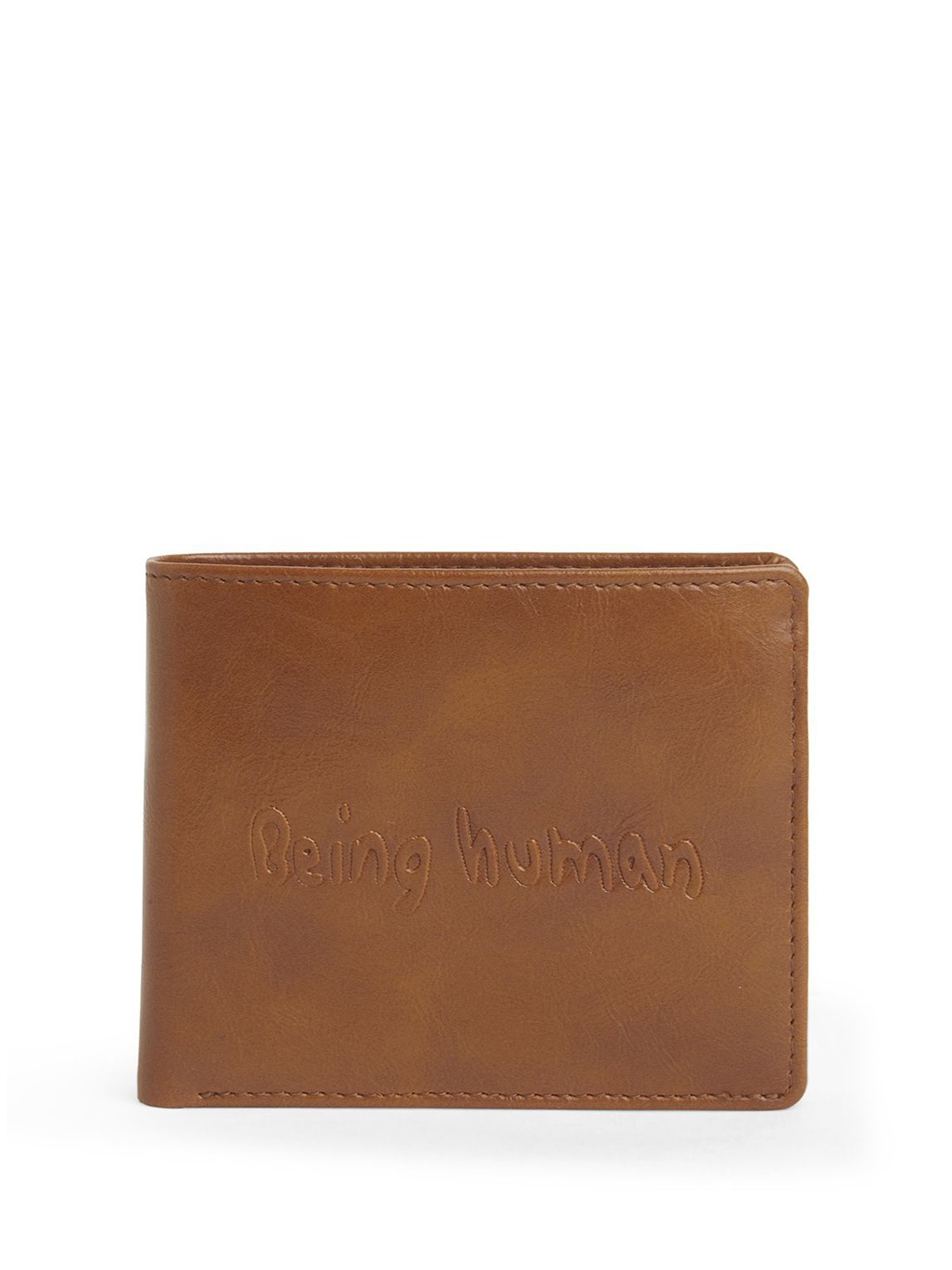 

Being Human Men Printed PU Two Fold Wallet, Tan