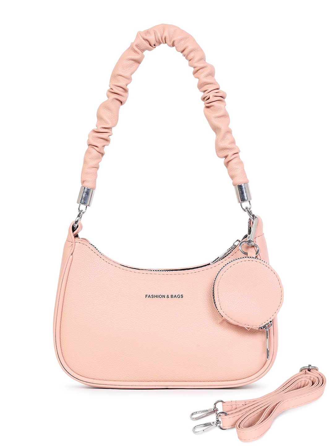 

Pramadda Pure Luxury PU Half Moon Shoulder Bag, Pink