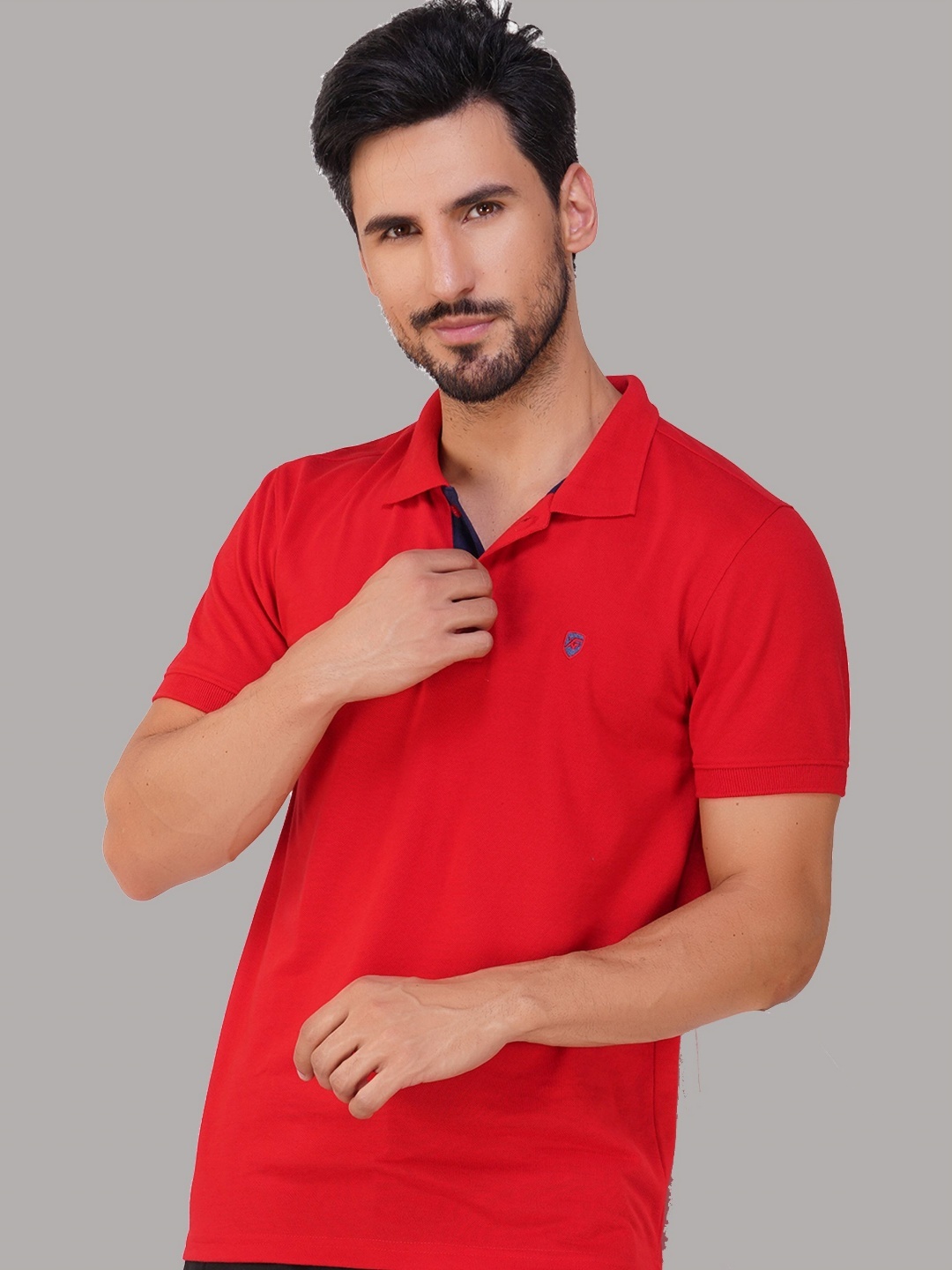 

XFOX Men Polo Collar T-shirt, Red