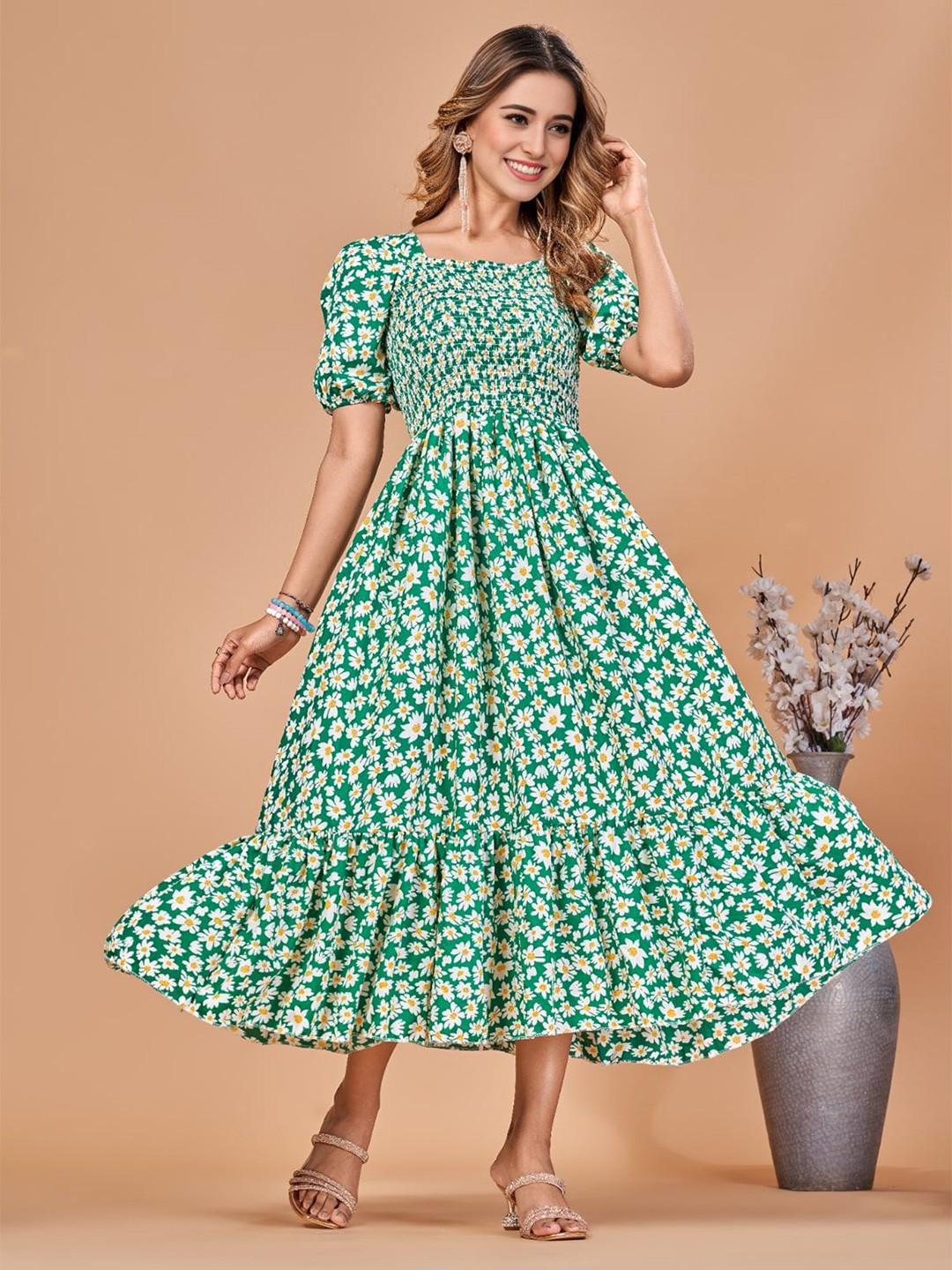 

Moda Rapido Crepe Fit & Flare Dress, Green