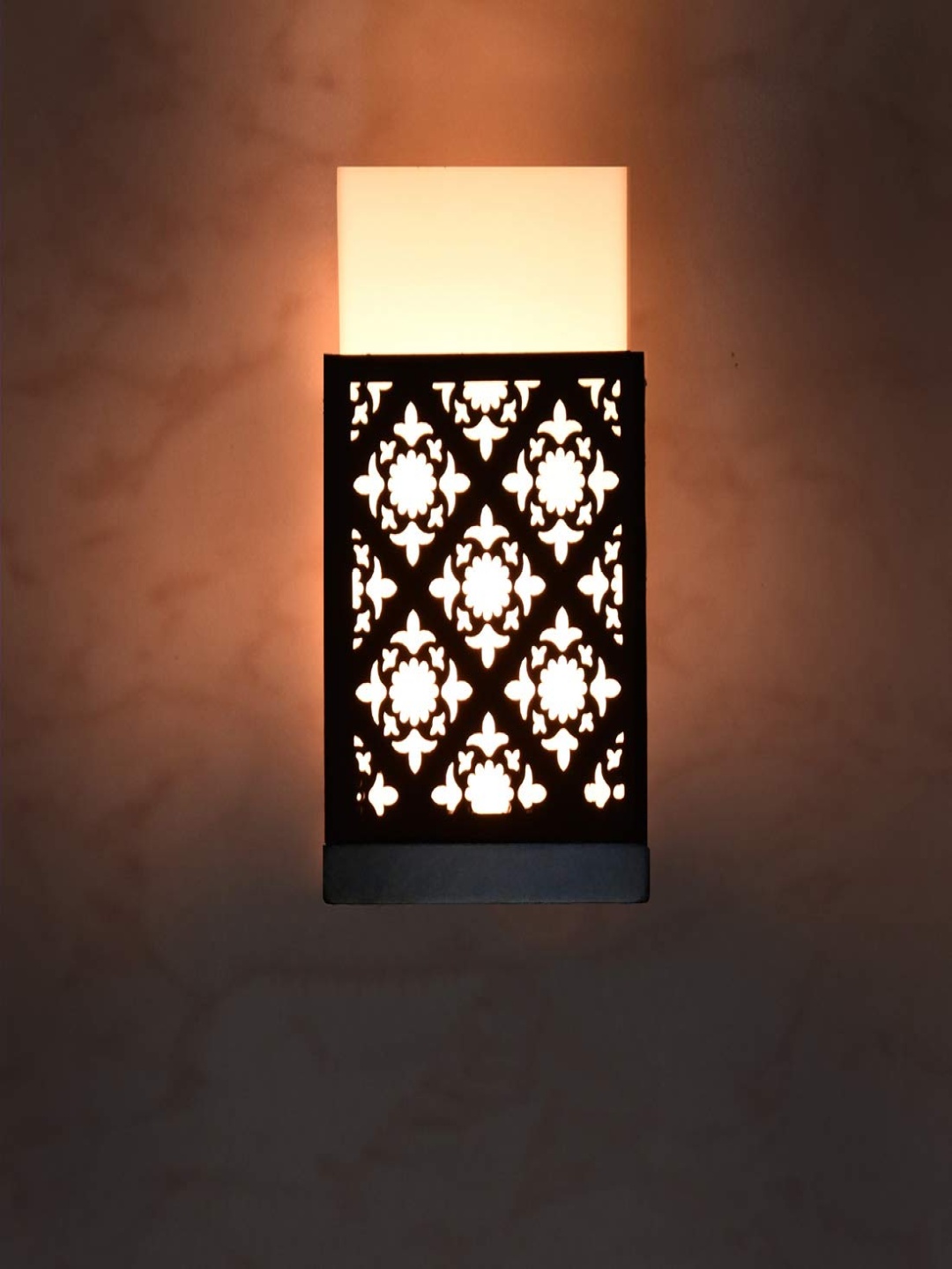 

Gojeeva Black & White Textured Contemporary Wooden Rectangle Shaped Wall Lamp