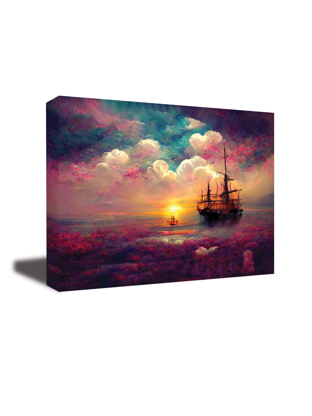 

CVANU Green & White Canvas Painting Wall Art