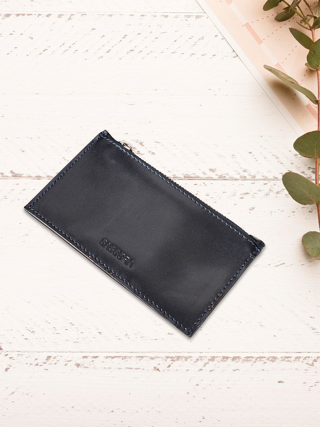 

Sassora Unisex Leather Card Holder, Navy blue