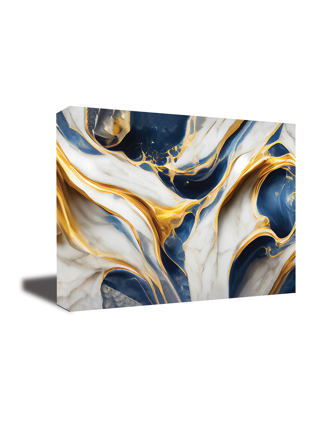 

CVANU White & Blue Canvas Abstract Painting Wall Art