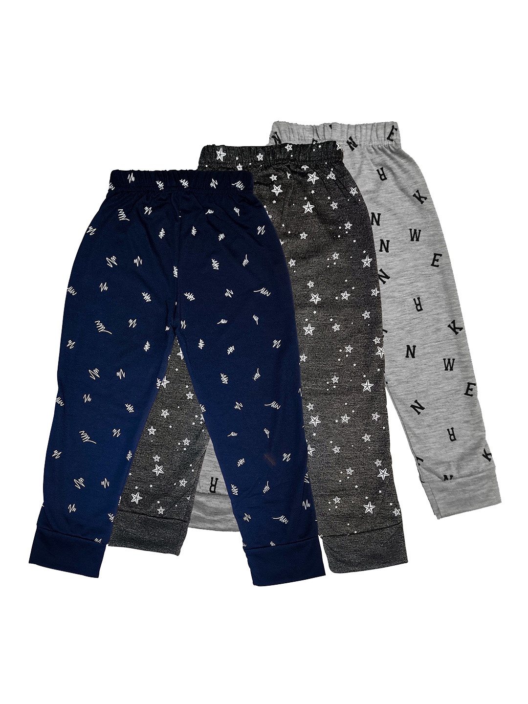

Surfbae Kids Pack Of 3 Printed Cotton Joggers, Grey