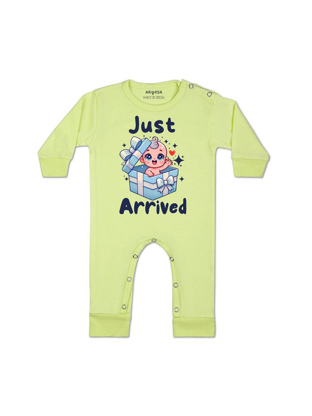 

Arvesa One Month Baby Boy Printed Baby Romper, Yellow