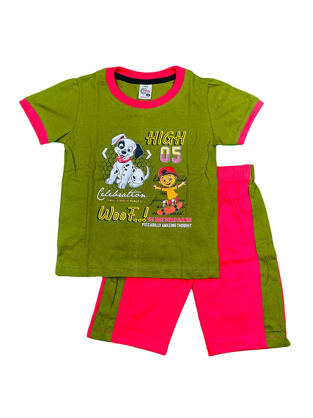 

Peerless Wear Boys Printed T-shirt with Shorts, Green