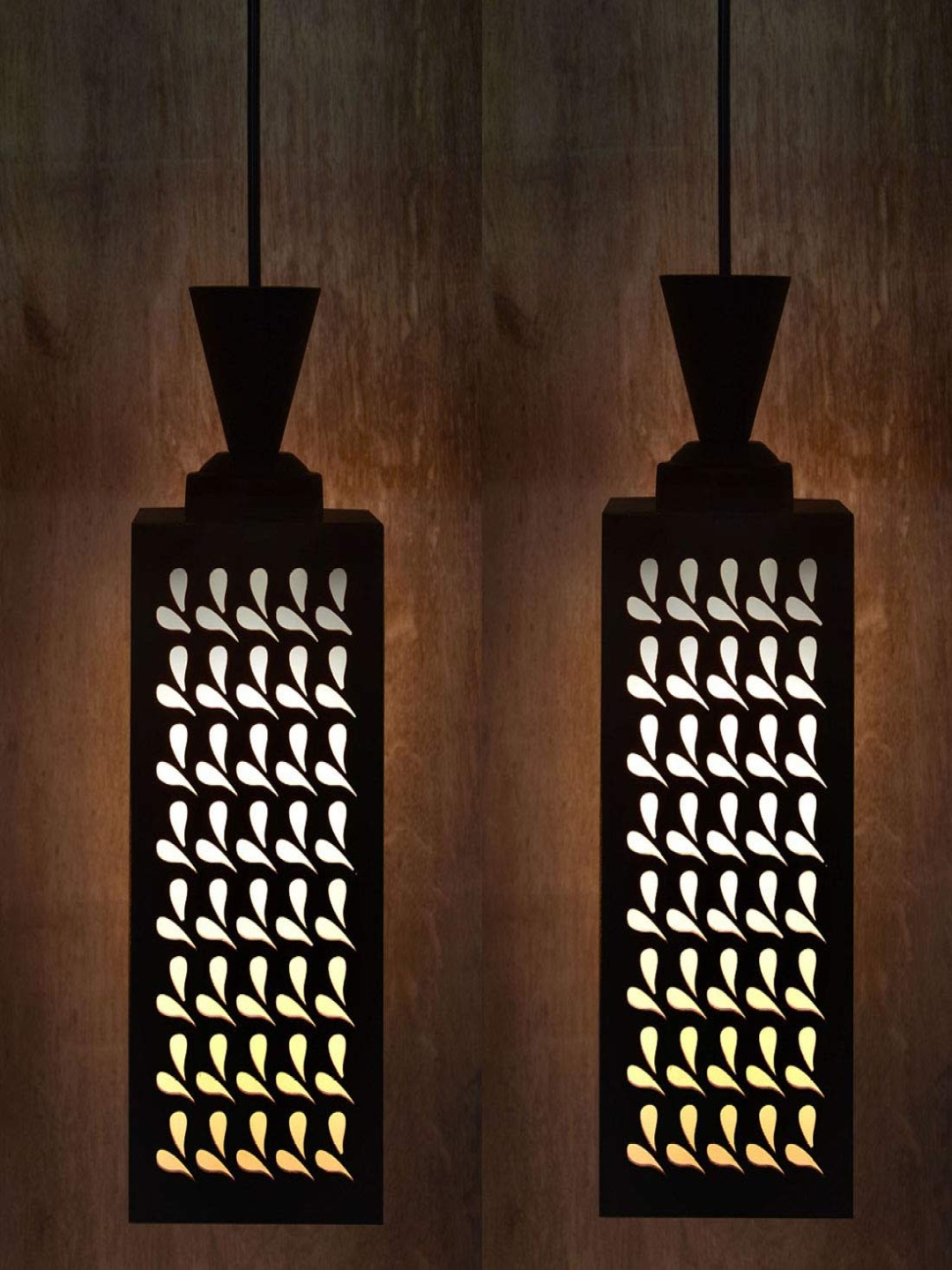 

Gojeeva Black and White 2 Pieces Wooden Textured Contemporary Square Shaped Wall Lamps