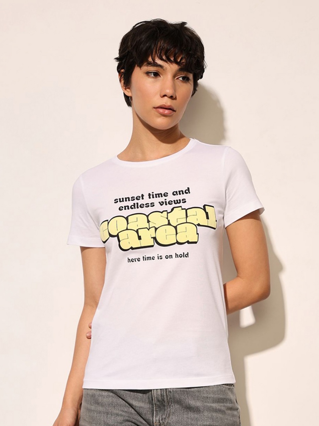 

ONLY Women Typography Printed T-shirt, White