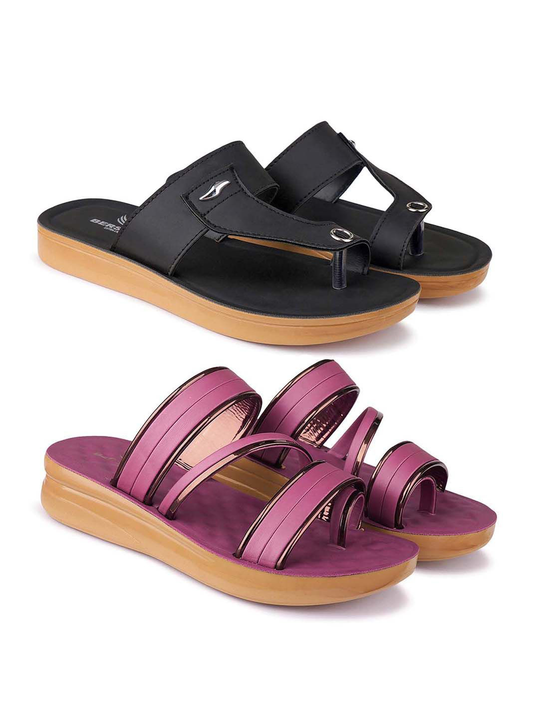 

BERSACHE Women Open Toe Flats, Black