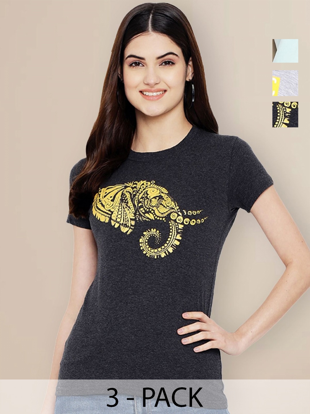 

Metronaut Women Typography 3 Printed Applique T-shirt, Multi