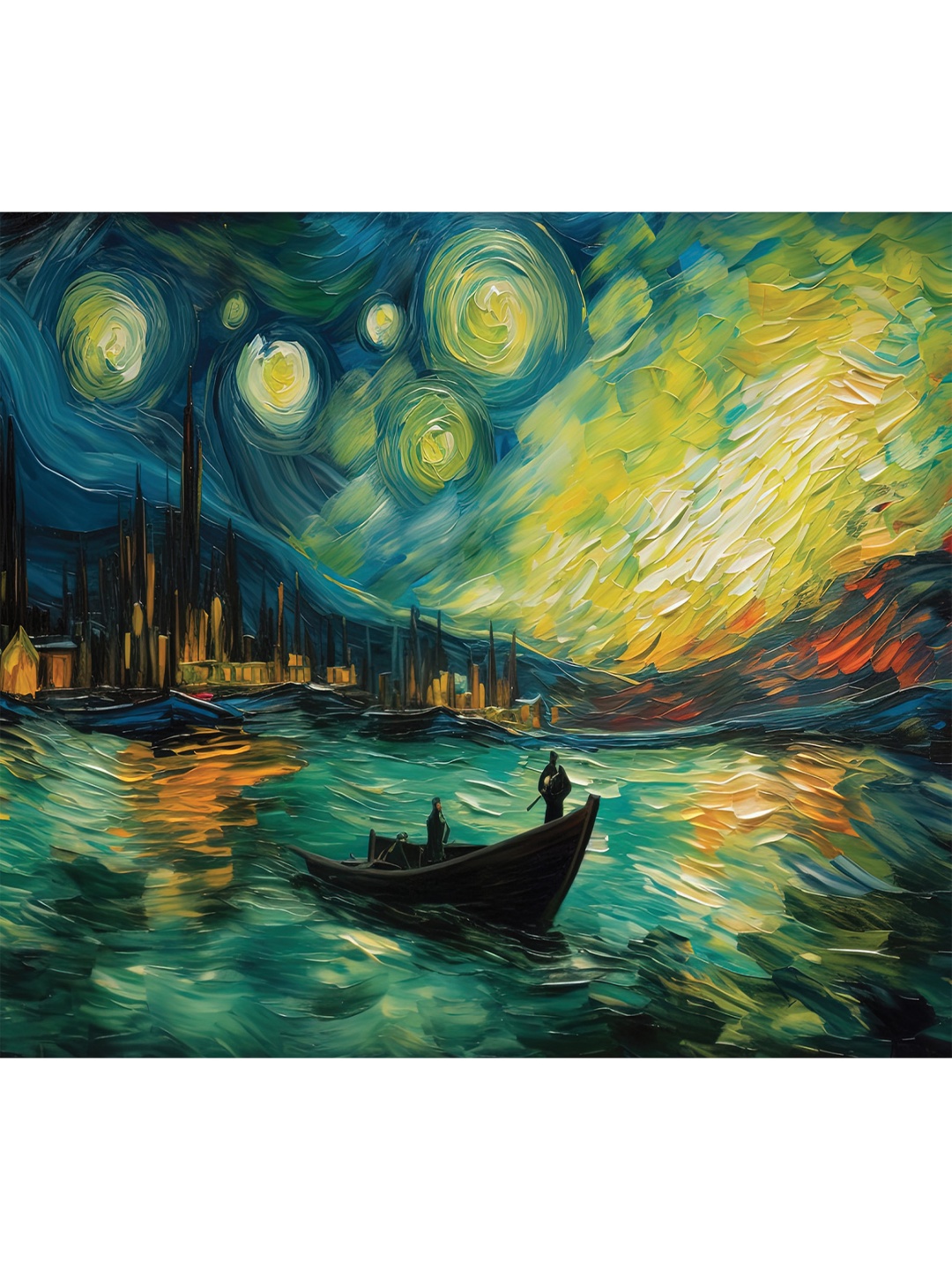 

CVANU Green & Blue Abstract Canvas Painting Wall Art