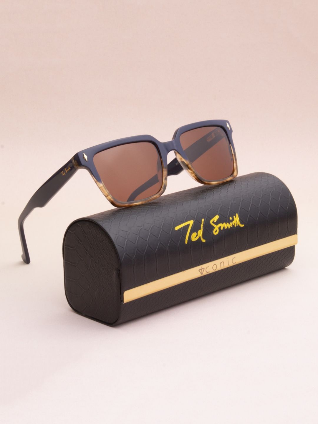 

Ted Smith Premium Acetate Unisex Square Sunglasses with Polarised Lens, Brown