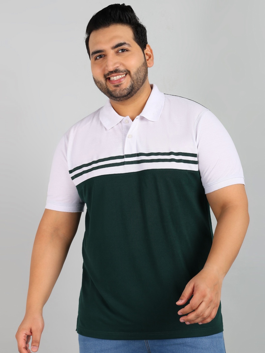 

XFOX Men Colourblocked Polo Collar T-shirt, Green