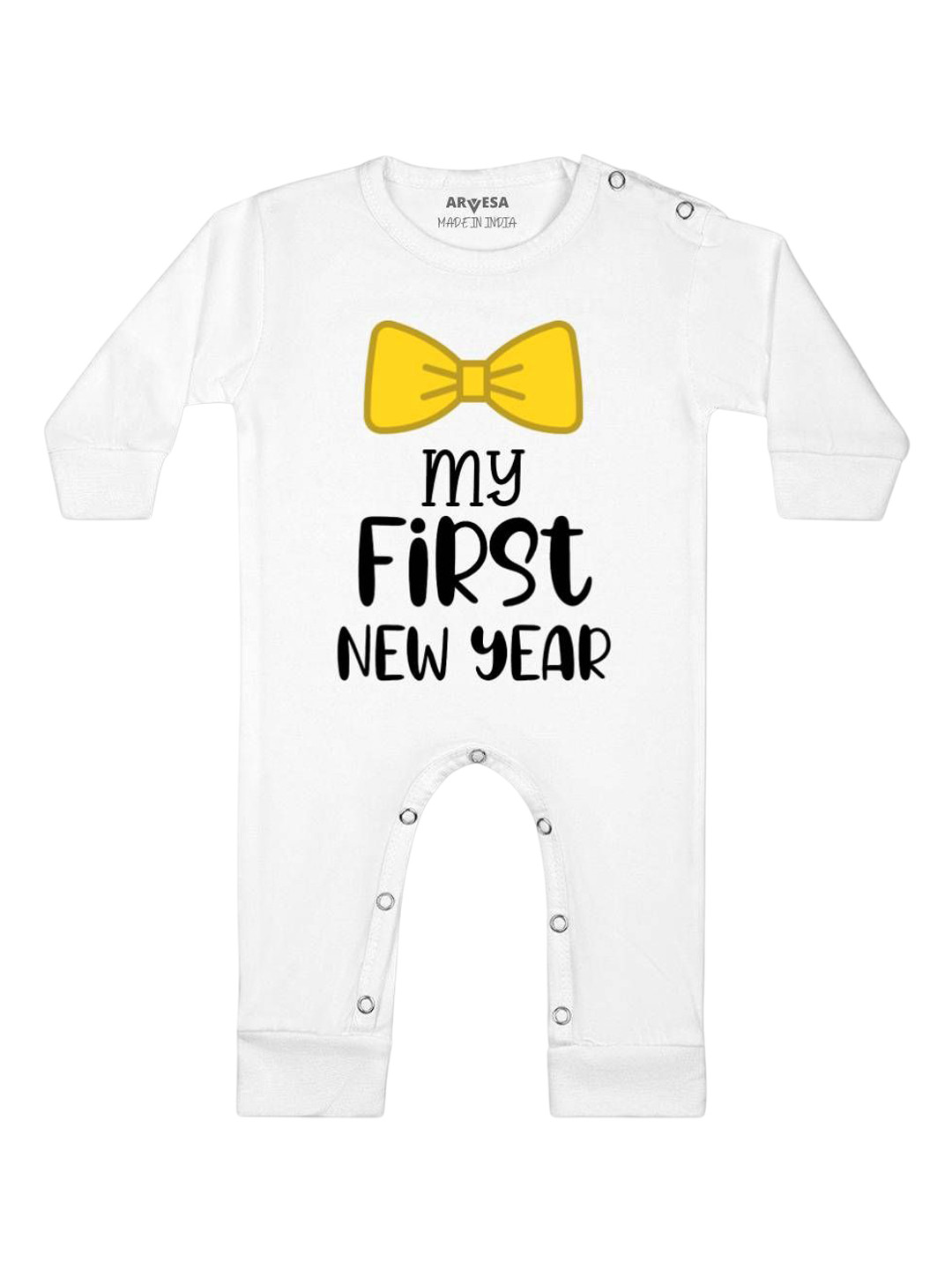 

Arvesa First New Year Printed Baby Romper, White