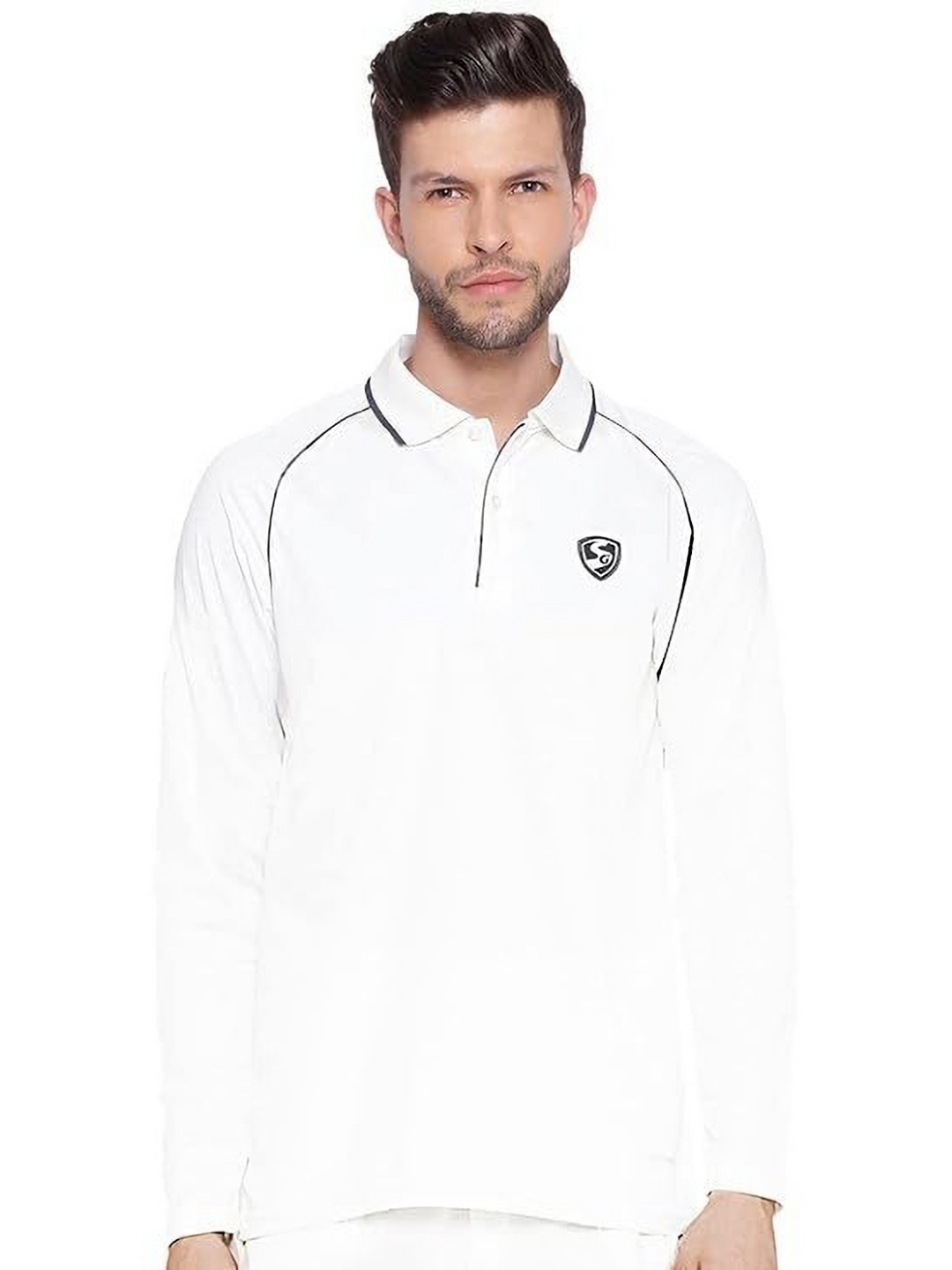 

SG Unisex Polo Collar Drop-Shoulder Sleeves T-shirt, White