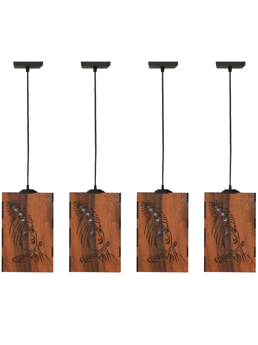 

Gojeeva Brown 4 Pieces Textured Wooden Ceiling Lamp With Adjustable Cord