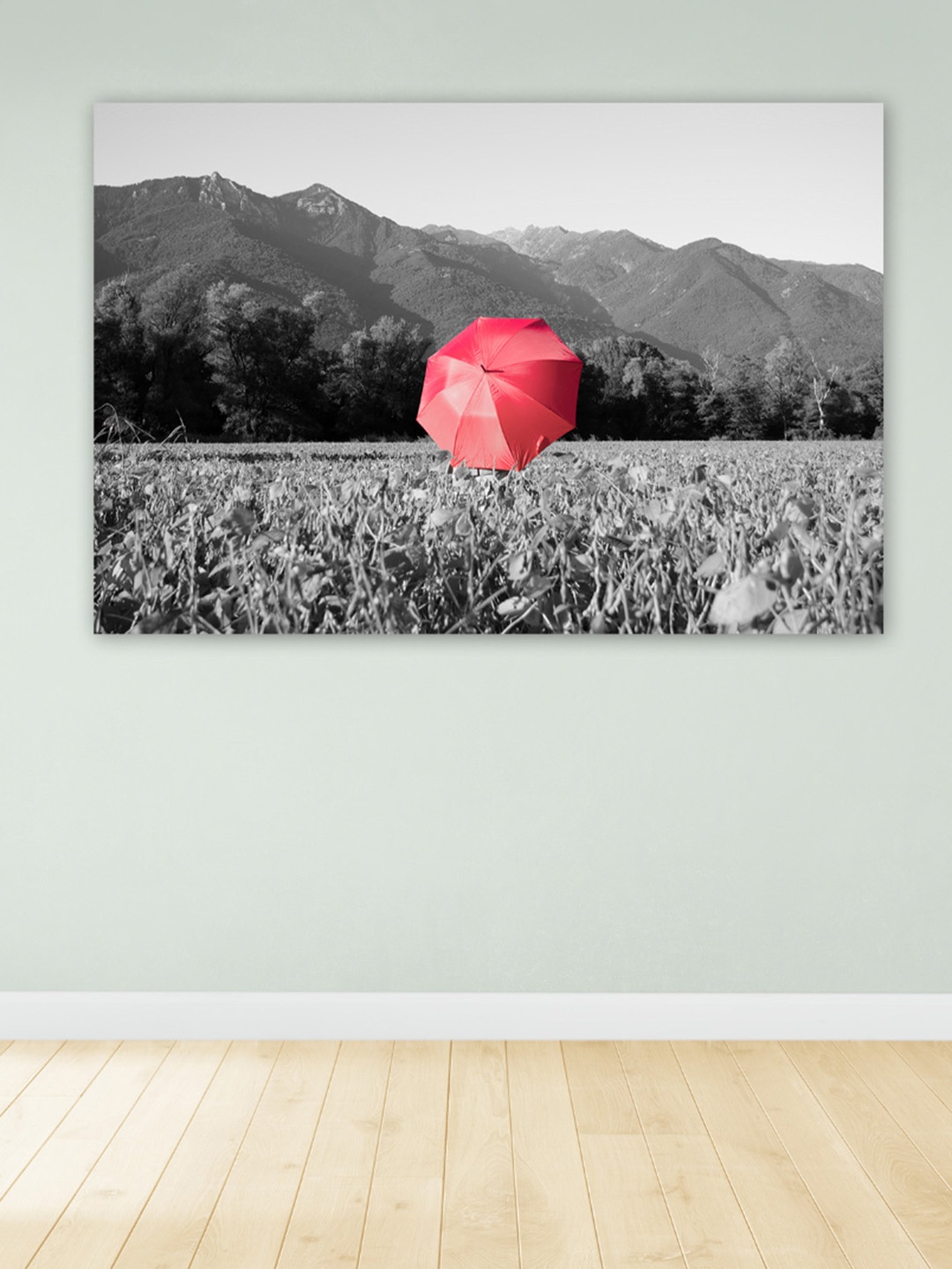 

CVANU Grey & Red Abstarct Canvas Painting Wall Art