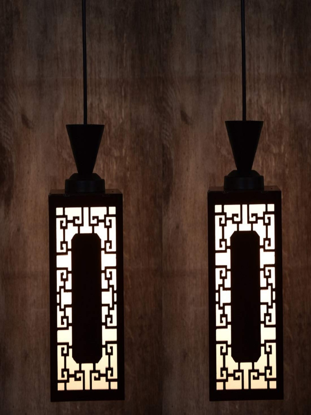 

Gojeeva Black and White 2 Pieces Wooden Textured Contemporary Square Shaped Wall Lamps