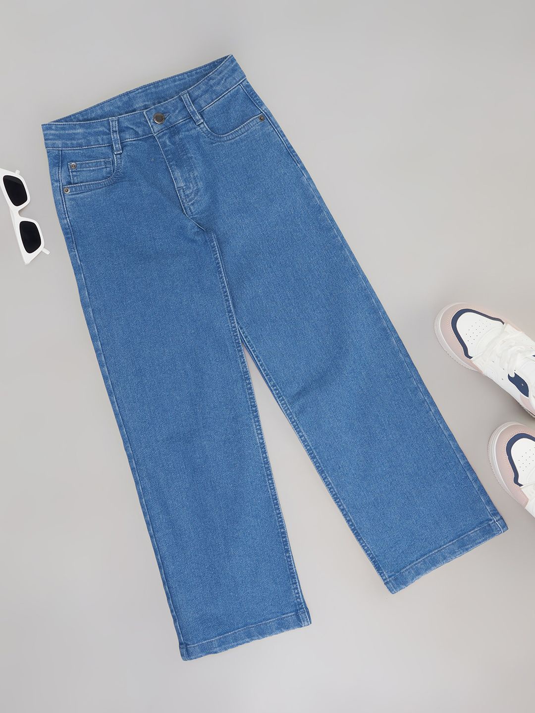 

Pantaloons Junior Girls Flared Slash Knee Jeans, Blue