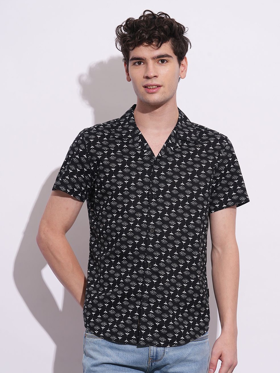 

Being Human Men Classic Opaque Printed Casual Shirt, Black