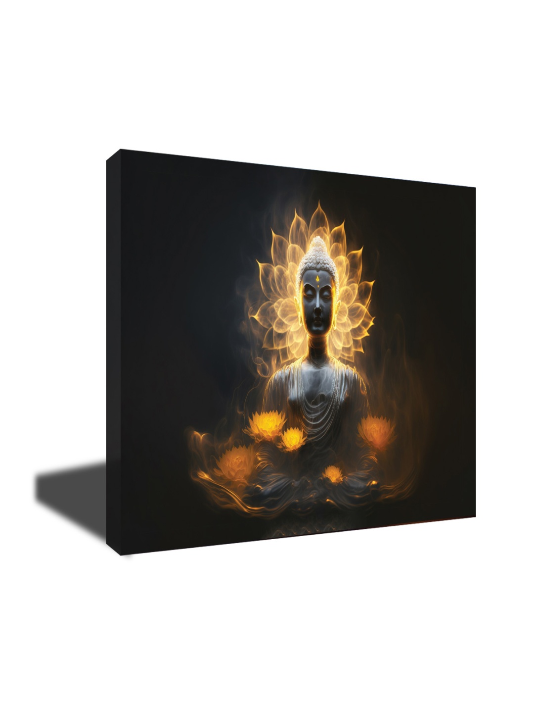 

CVANU Black & Gold-toned Buddha Canvas Painting Wall Art