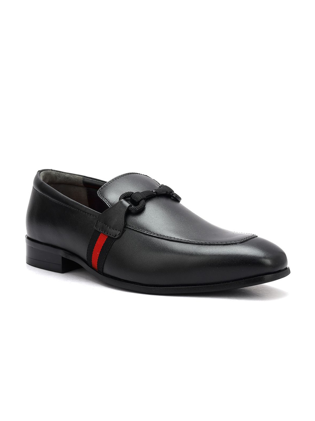 

ROSSO BRUNELLO Men Round Toe Leather Formal Loafers, Black