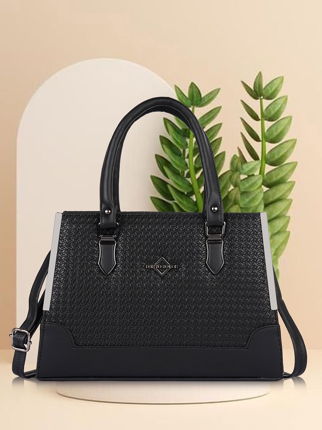 

SPOTIC Bucket Satchel with Cut Work, Black