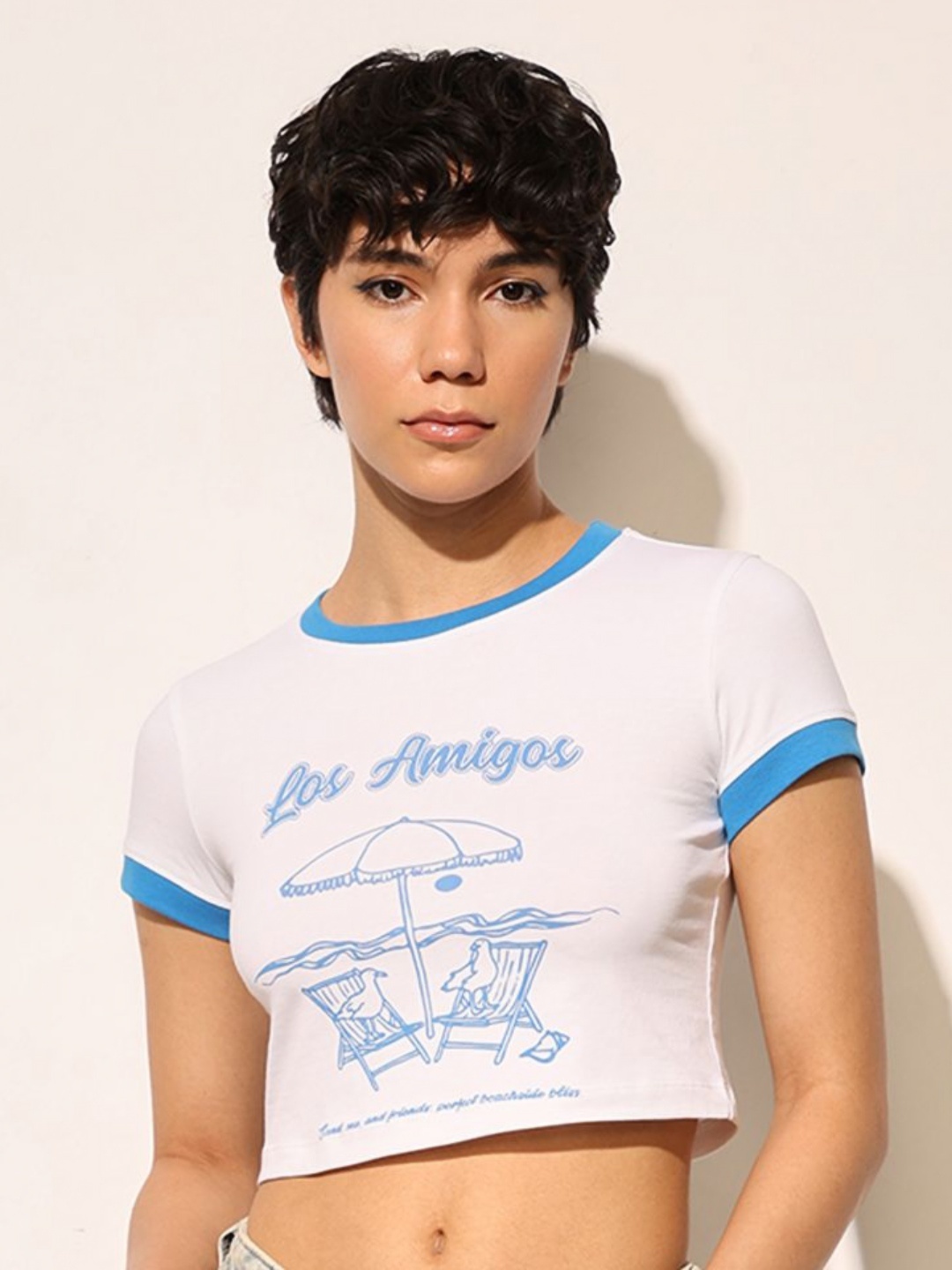 

ONLY Women Typography Printed Slim Fit T-shirt, White