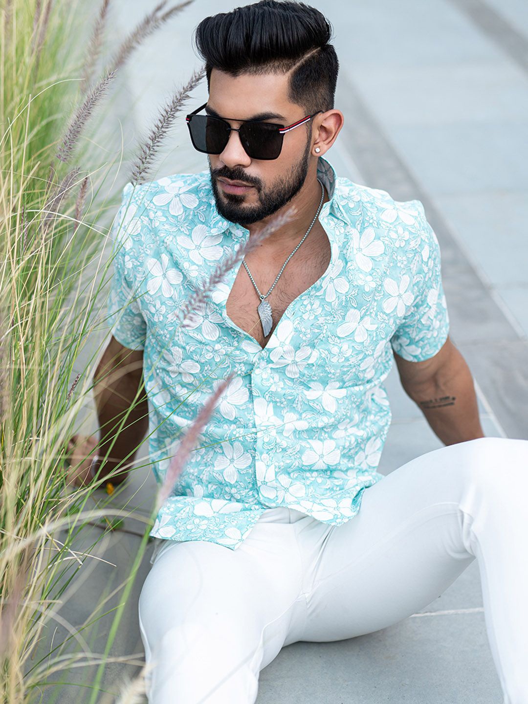 

Tistabene Men Floral Opaque Printed Casual Shirt, Sea green