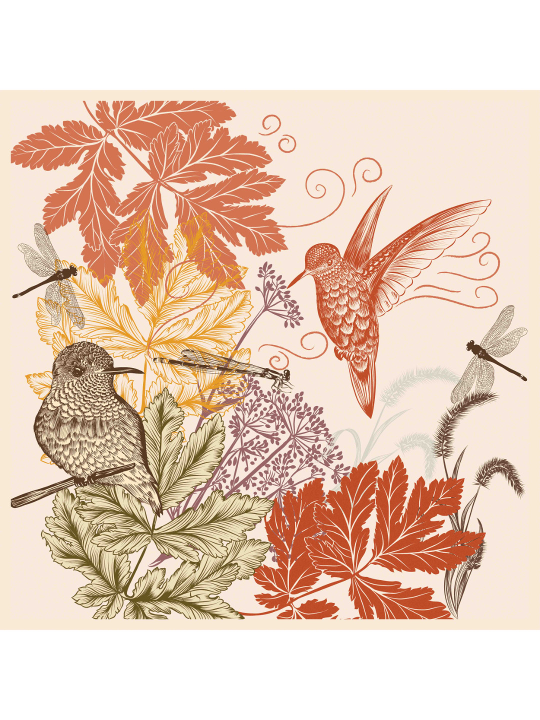 

CVANU Peach & Brown Abstract Square Canvas Wall Art Painting