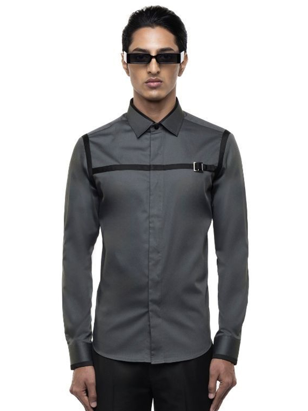 

SDS By Kushal Shah Men Smart Tailored Fit Faded Opaque Party Shirt, Grey