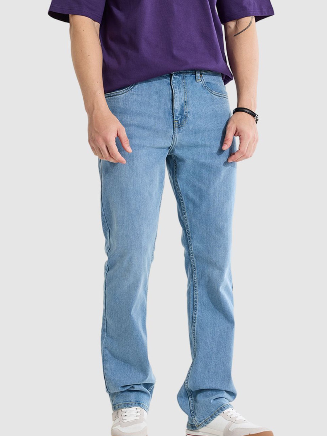 

Snitch Men Classic Snitch Light Blue Straight Fit Mid-Rise Jeans