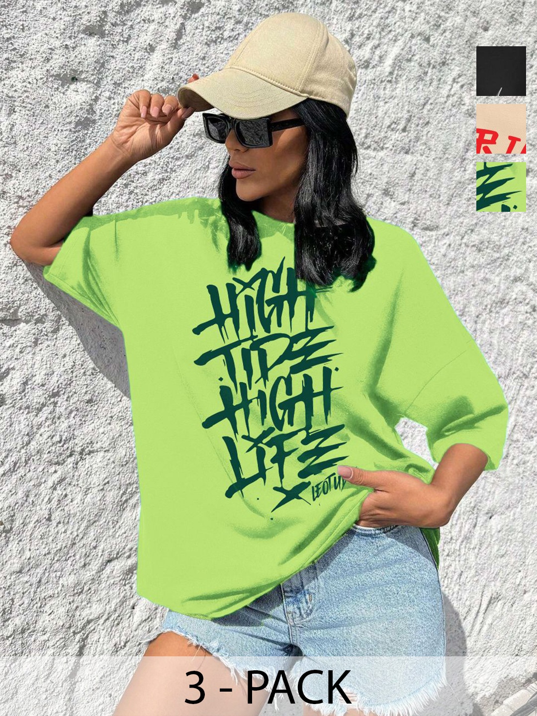 

Leotude Women 3 Printed T-shirt, Multi