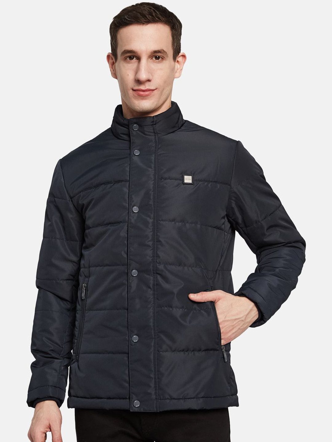 

METTLE Men Quilted Jacket, Navy blue